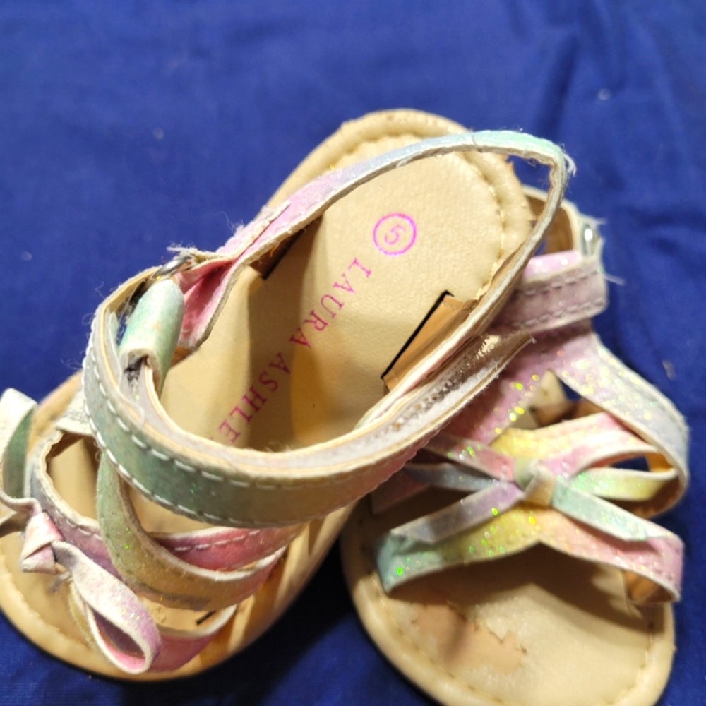 Toddler girl Laura Ashley size 5 rainbow colored sandals